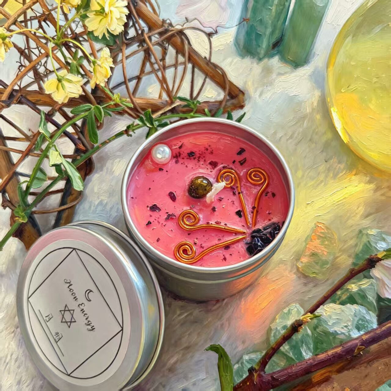 Moon Phase Herbal Scented Candle in Crystal Jar