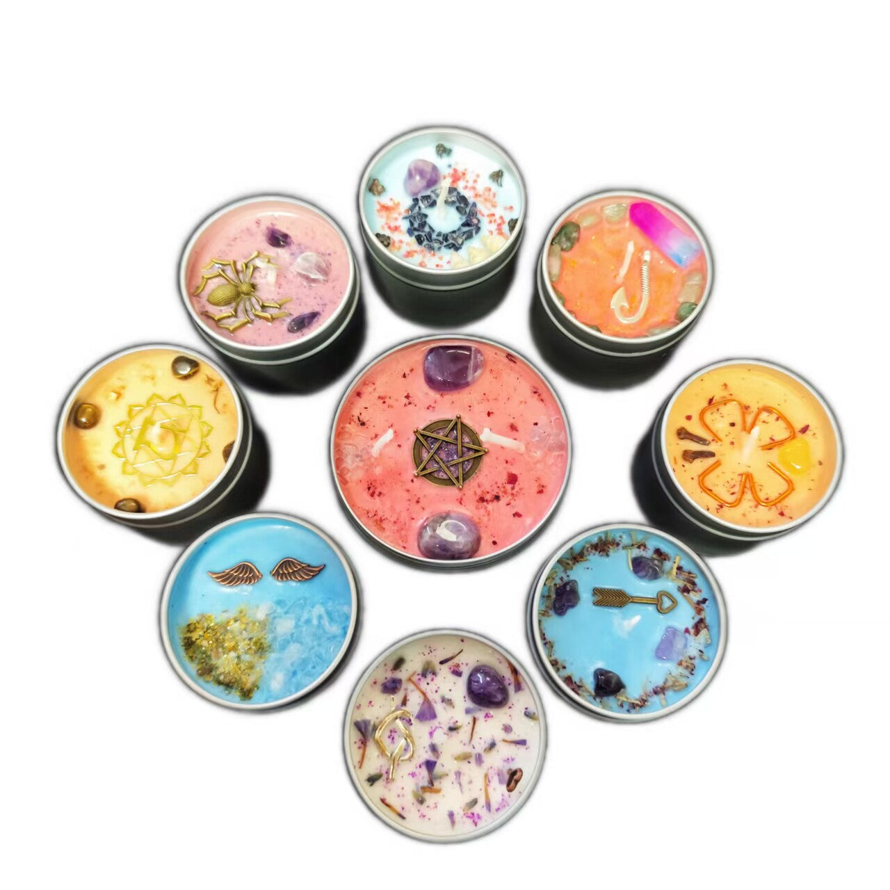 Moon Phase Herbal Scented Candle in Crystal Jar