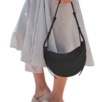 Moon-shaped bag with horseback-style shoulder strap