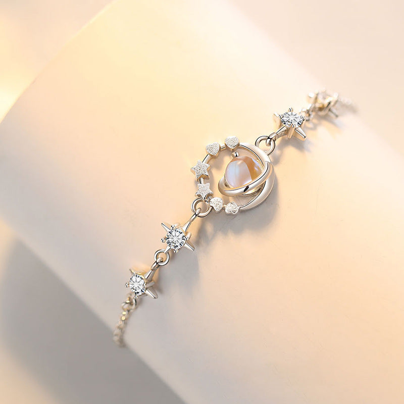 Moonstone Planet Charm Bracelet