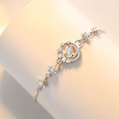 Moonstone Planet Charm Bracelet