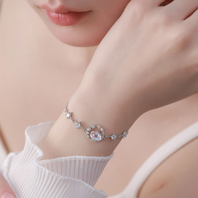 Moonstone Planet Charm Bracelet