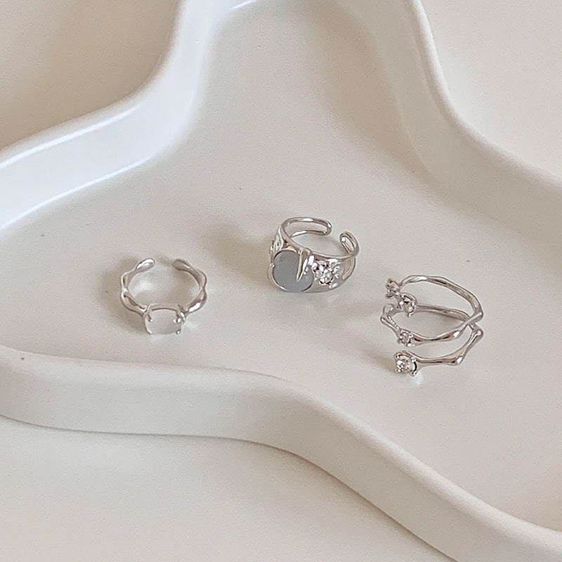 Moonstone Zircon Adjustable Ring