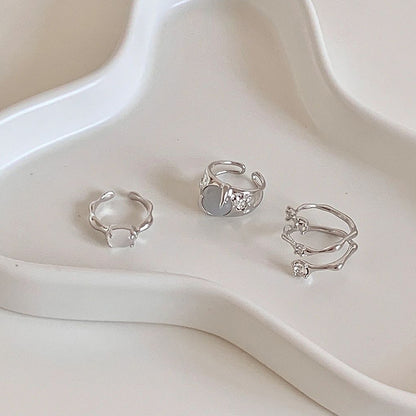 Moonstone Zircon Adjustable Ring