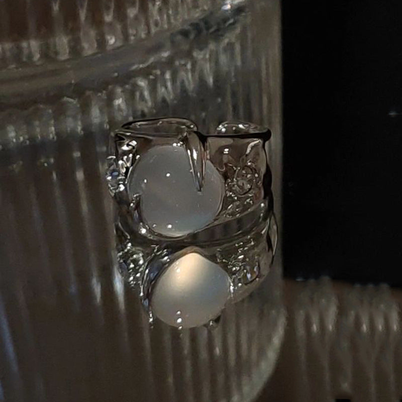 Moonstone Zircon Adjustable Ring