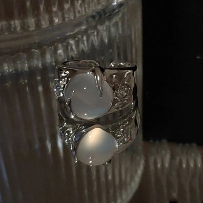 Moonstone Zircon Adjustable Ring