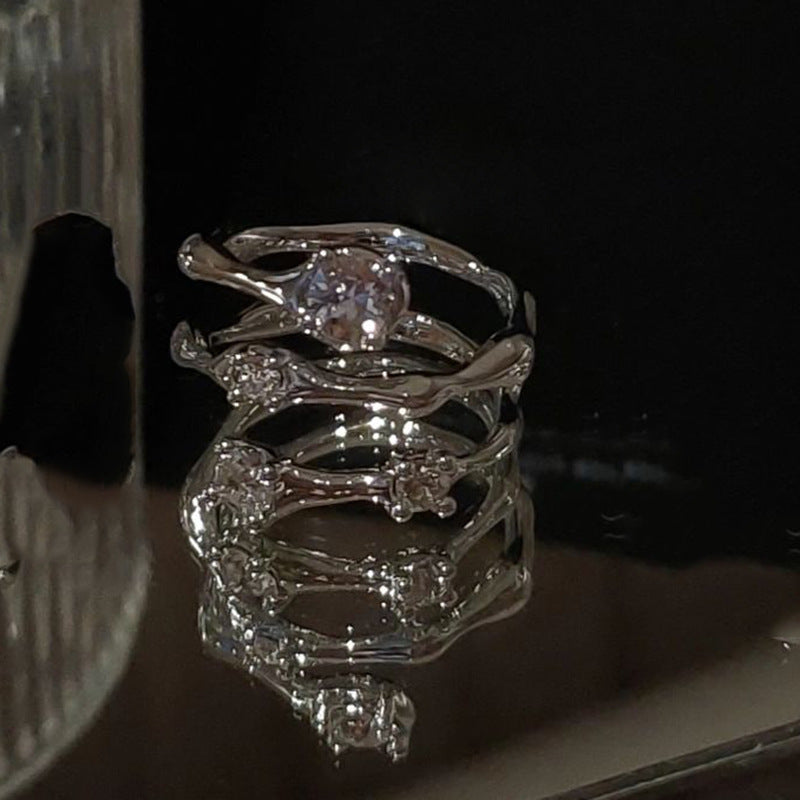 Moonstone Zircon Adjustable Ring