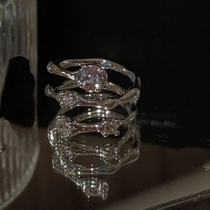 Moonstone Zircon Adjustable Ring