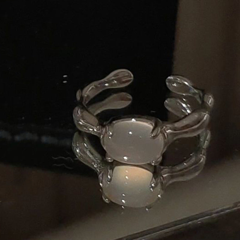 Moonstone Zircon Adjustable Ring
