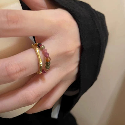 Moonstone zircon ring