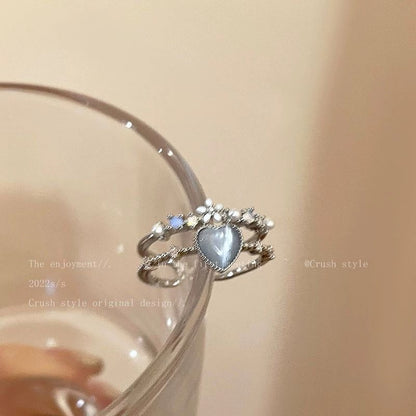 Moonstone zircon ring