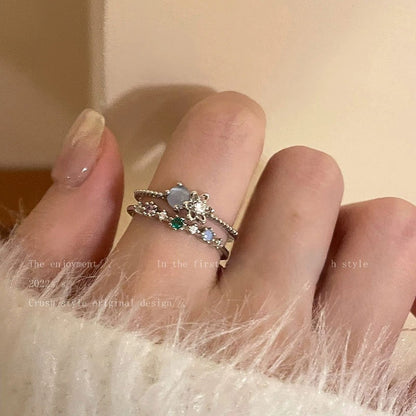 Moonstone zircon ring
