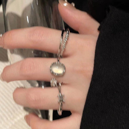 Moonstone zircon ring