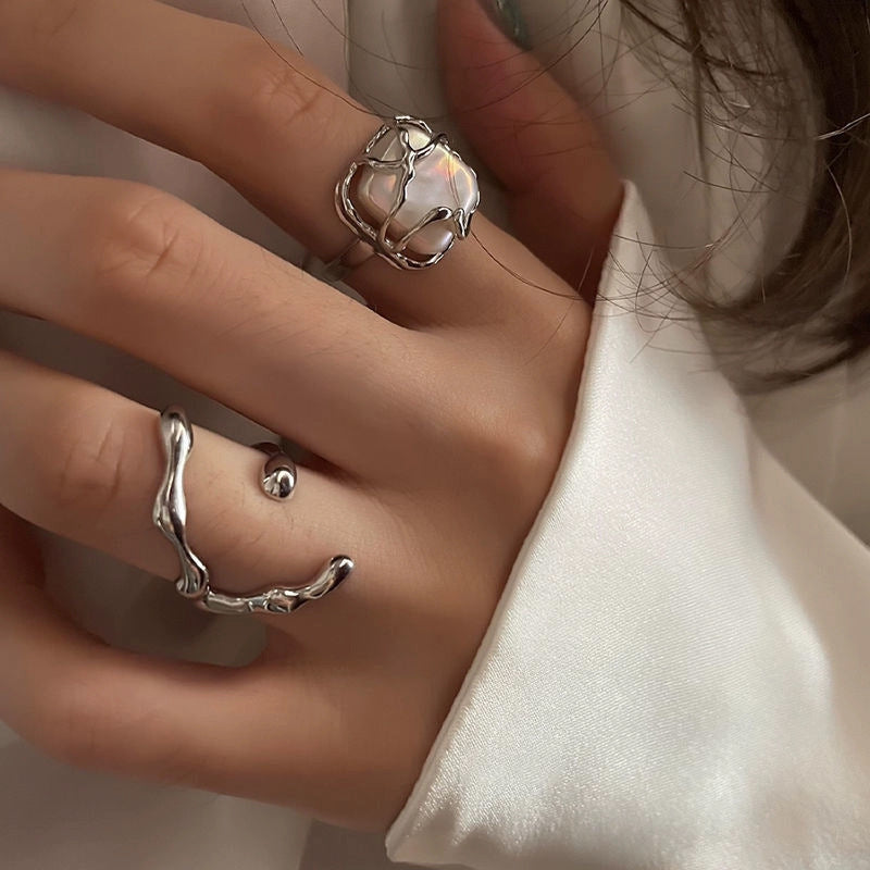 Moonstone zircon ring