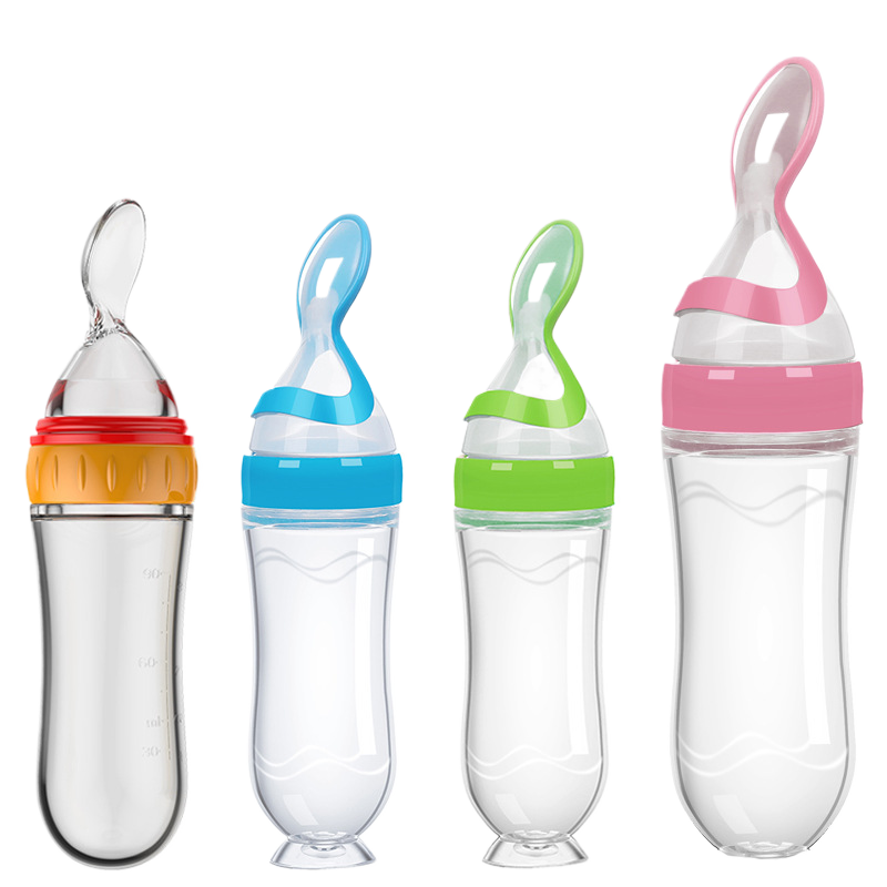 “MOQ：5” Silicone baby food feeding bottle