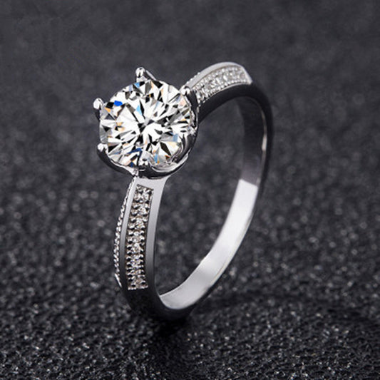 Morganite simple six-prong wedding ring
