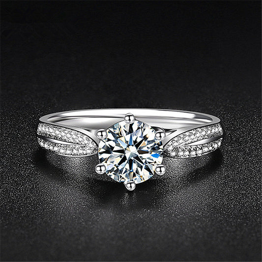 Morganite simple six-prong wedding ring