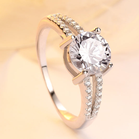 Morganite simple six-prong wedding ring