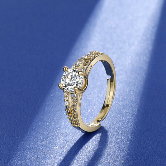 Morganite simple six-prong wedding ring