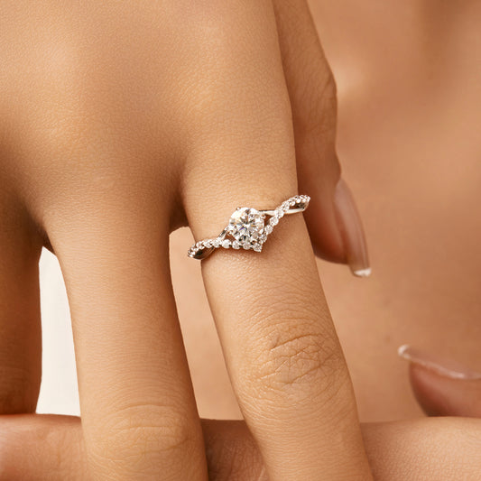 Mosan Diamond Sterling Silver Diamond Ring