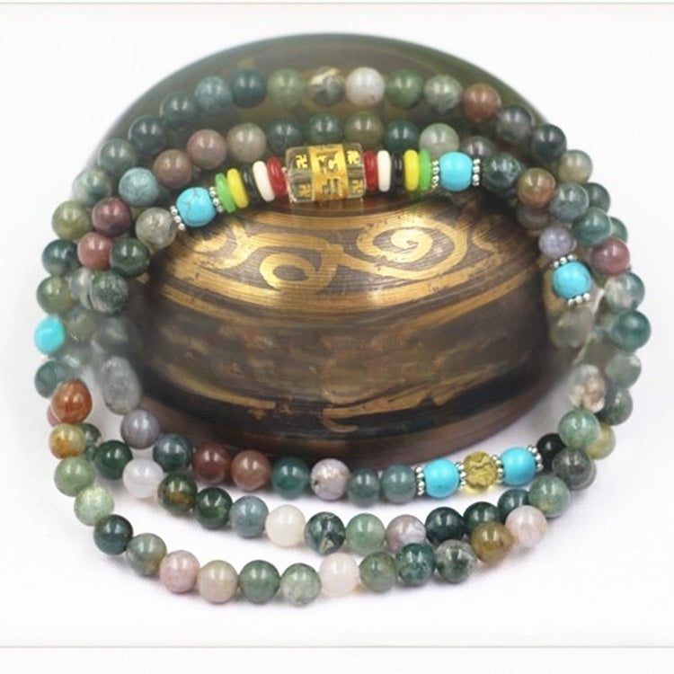 Moss Green Agate Bead Bracelet