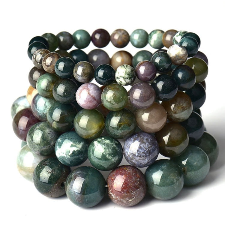 Moss Green Agate Bead Bracelet