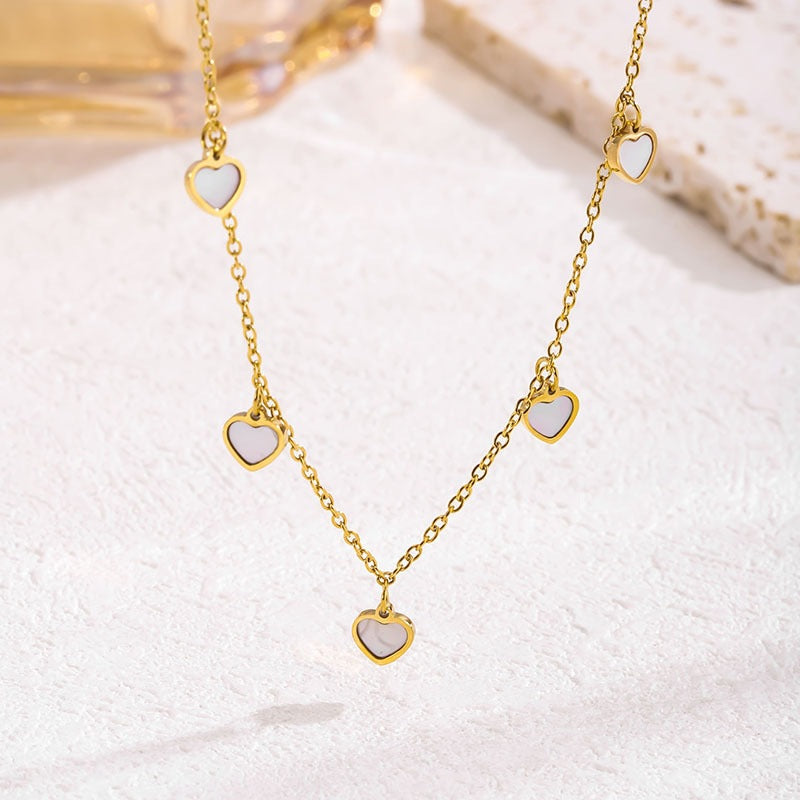 Mother-of-Pearl Heart Necklace with Adjustable Chain