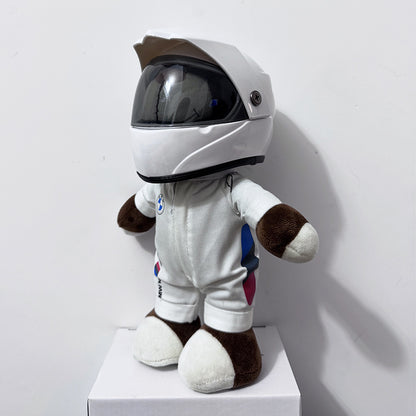 Motorcycle Bear Plush Toy with Helmet Decoration