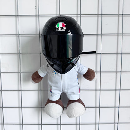 Motorcycle Bear Plush Toy with Helmet Decoration