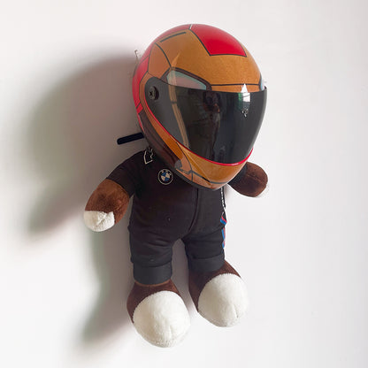 Motorcycle Bear Plush Toy with Helmet Decoration