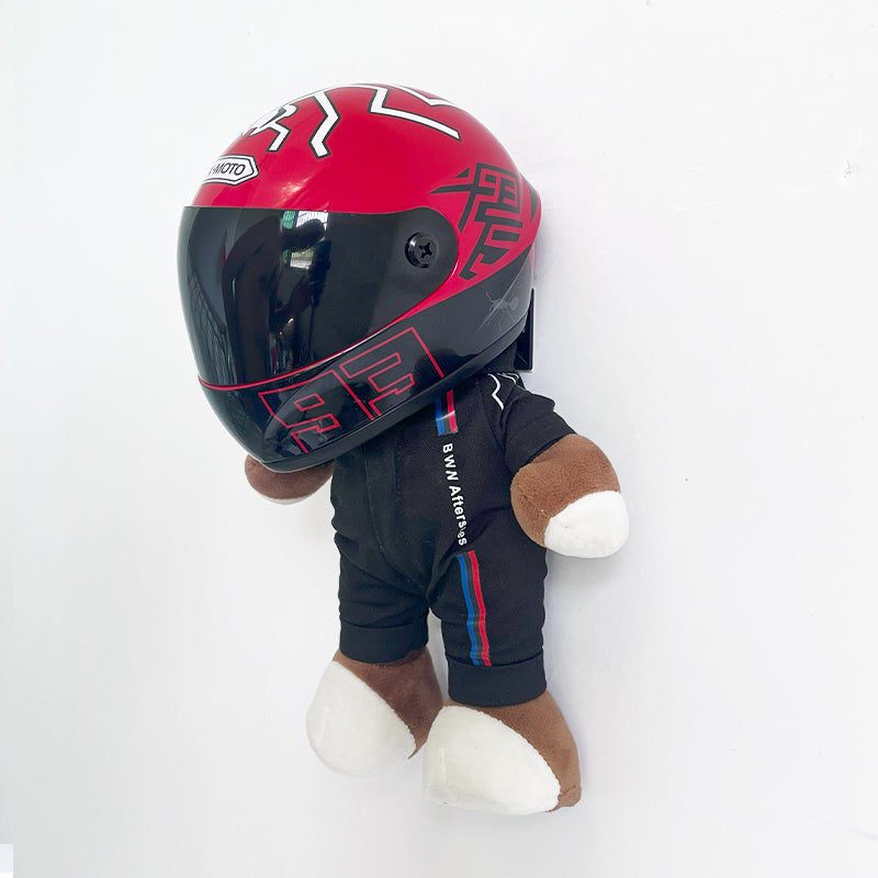 Motorcycle Bear Plush Toy with Helmet Decoration