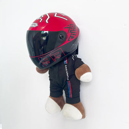 Motorcycle Bear Plush Toy with Helmet Decoration