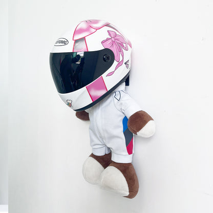 Motorcycle Bear Plush Toy with Helmet Decoration
