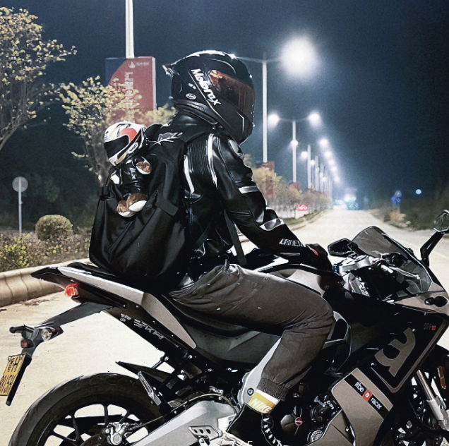 Motorcycle Bear Plush Toy with Helmet Decoration