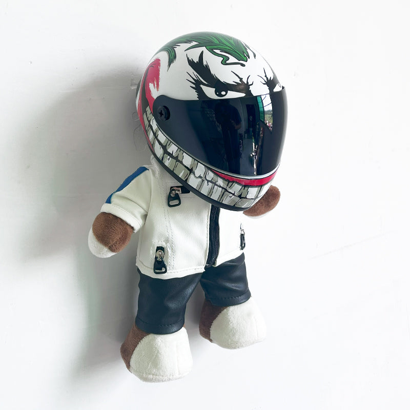 Motorcycle Bear Plush Toy with Helmet Decoration