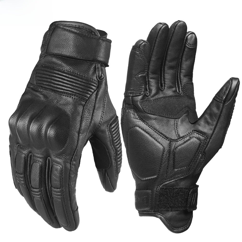 Motorcycle Full Finger Leather Touch Screen Riding Gloves