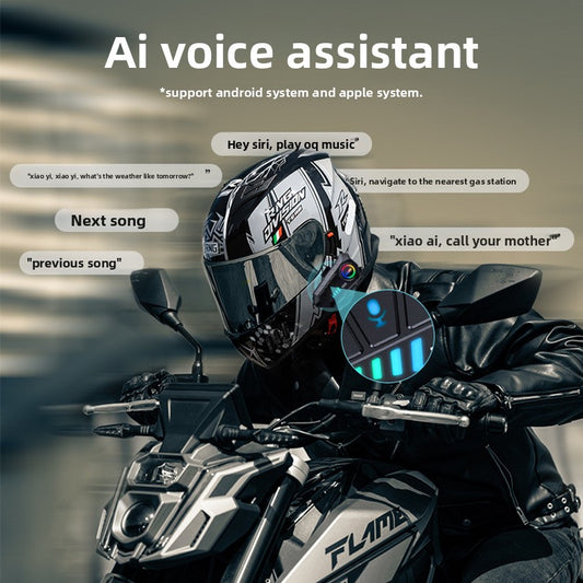Motorcycle Helmet Bluetooth Headset with RGB Lighting
