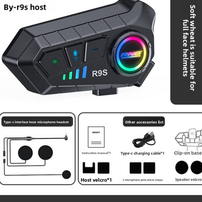 Motorcycle Helmet Bluetooth Headset with RGB Lighting