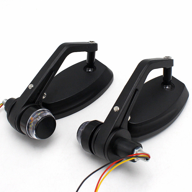 Motorcycle Retro Rearview Mirror with LED Turn Signal