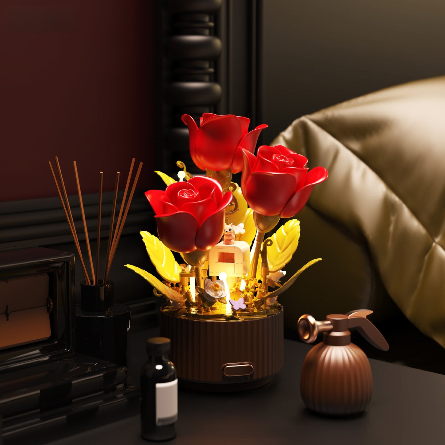Motorized Blooming Flower Building Blocks