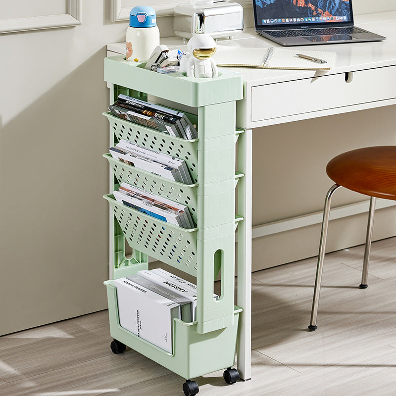 Movable 5-Tier Plastic Storage Trolley with Wheels