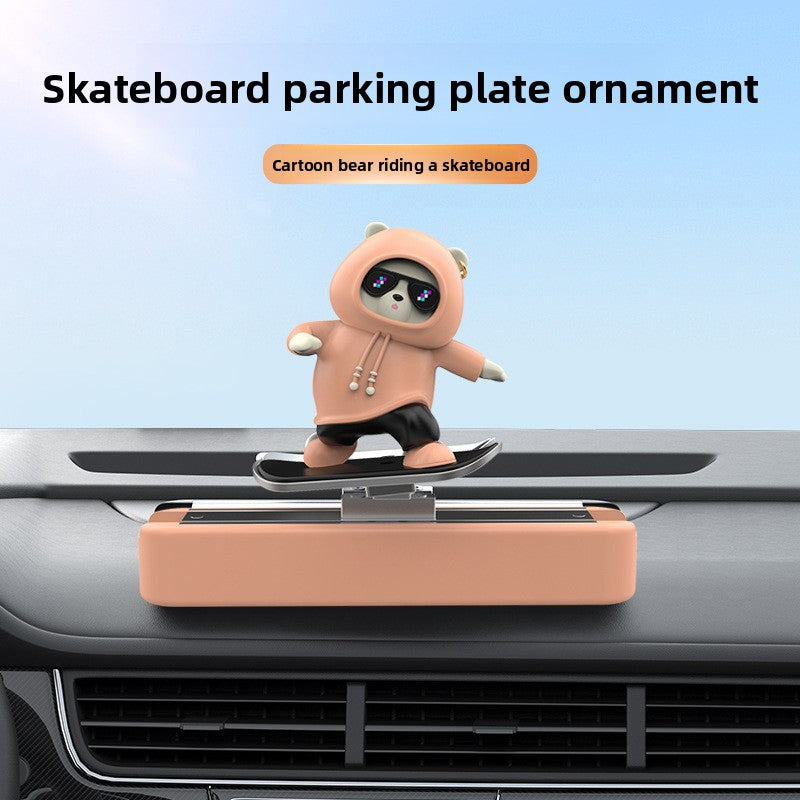 Moving Bear Skateboard Vehicle Decoration Piece
