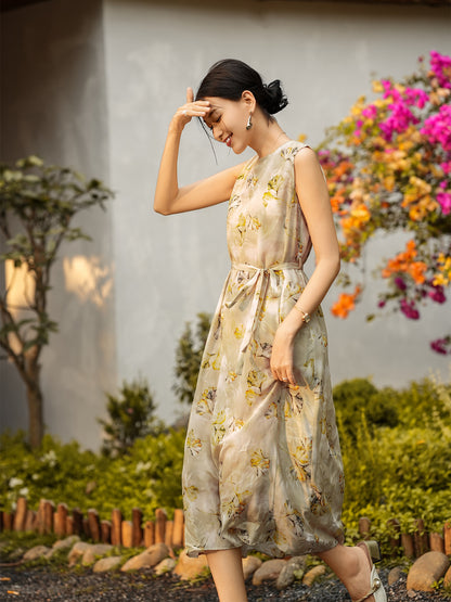 Mulberry Silk Floral Maxi Dress