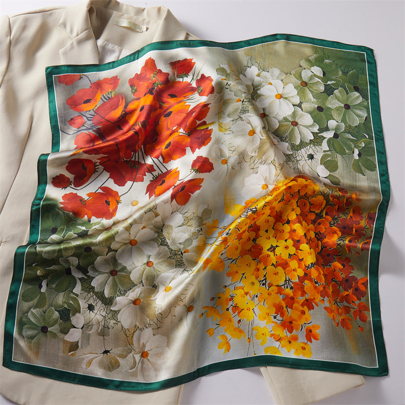 Mulberry Silk Square Scarf Printed Fashion Accessory