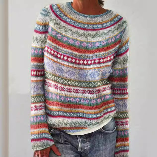 Multi-color loose and fashionable pullover knitted sweater