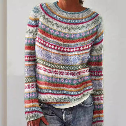 Multi-color loose and fashionable pullover knitted sweater