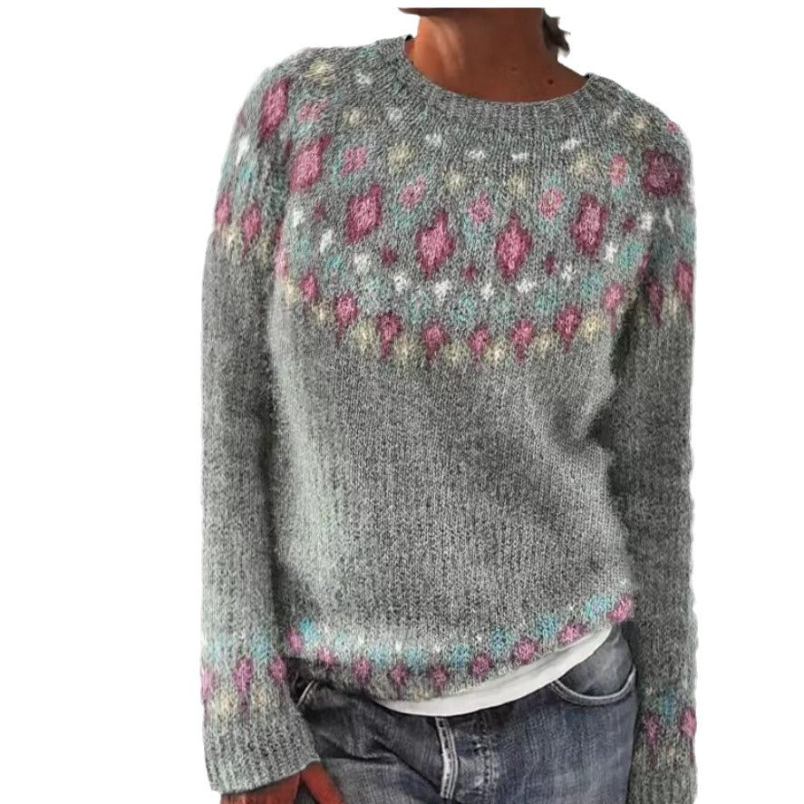 Multi-color loose and fashionable pullover knitted sweater