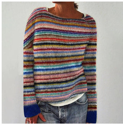 Multi-color loose and fashionable pullover knitted sweater