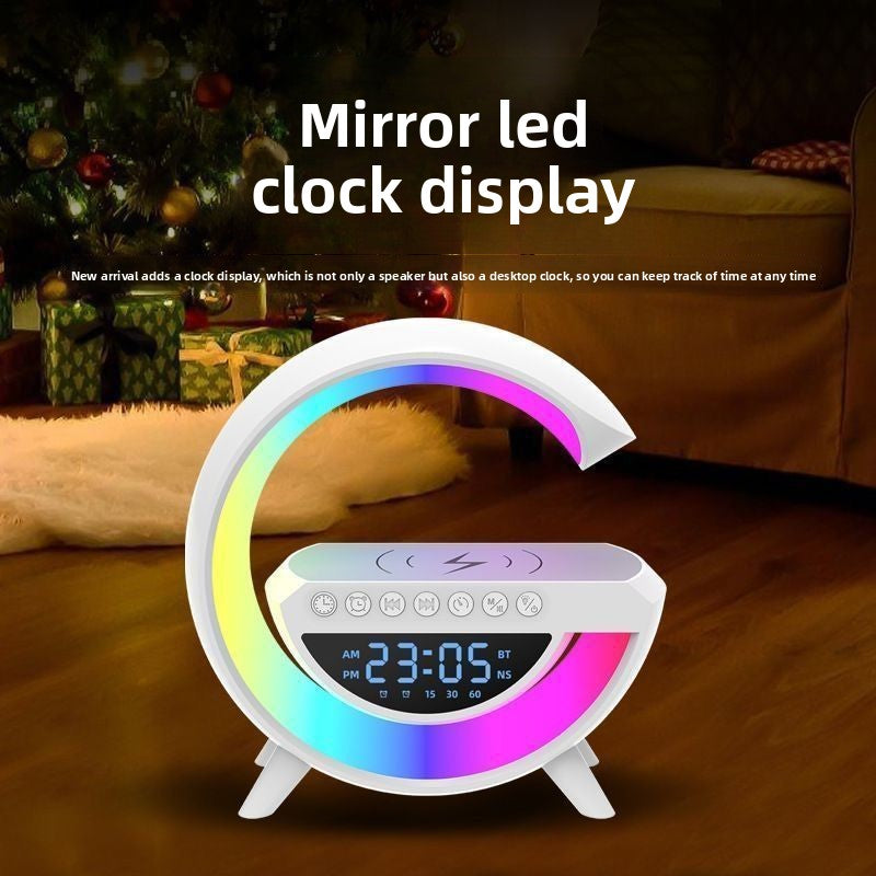 Multi Function Bluetooth Speaker with Wireless Charging Alarm Clock LED Light