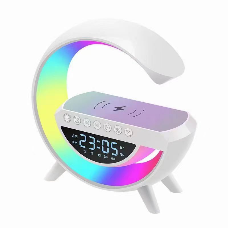 Multi Function Bluetooth Speaker with Wireless Charging Alarm Clock LED Light